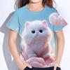 Girl Clothing Hairy Cute Animals Rabbit T-Shirt For Kids Clothes From 8 To 14 Years Old Cat Tops Children Tshirts Summer Tees