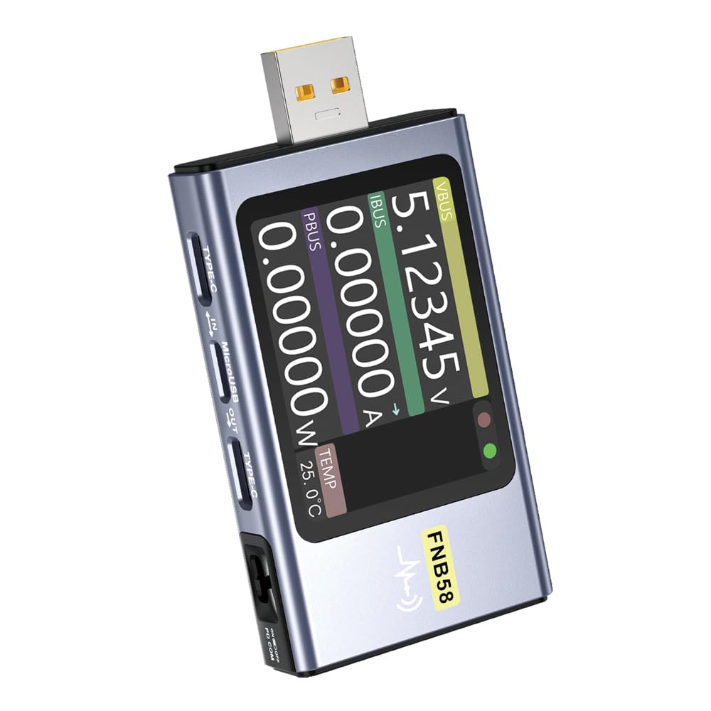 

FNIRSI FNB-58 USB Tester, Voltmeter, Ammeter, TYPE-C, Fast Charging Protocol Compatible, High Accuracy, Power Measurement