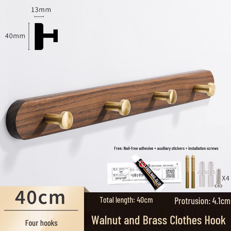 Solid Wood No-Punch Adhesive Coat Rack: Tiered Entryway/Wall/Door Mount Hanger