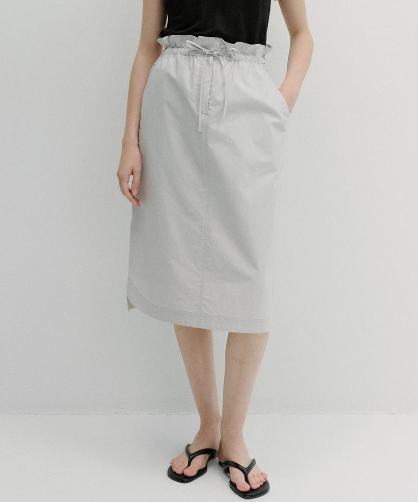 Beullaengkeu03 Cotton Shirring Banding Skirt (Light Gray)
