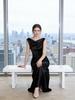 Haute Couture French Satin Draped Neck Resort Wedding Evening Gown for Women