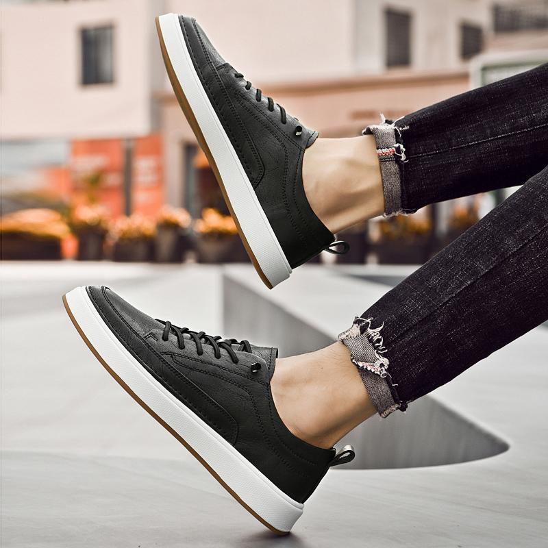 Fashion New Walking Men's Shoes Genuine Leather Casual Shoes Men Luxury Flats Soft Sneakers Fashion Designer All-Match Skateboard Shoe