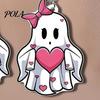 Lightweight Earrings Pink Heart Ghost Earrings, Cute with Bow Drop Easy to Wear Acrylic Halloween for Girls Women