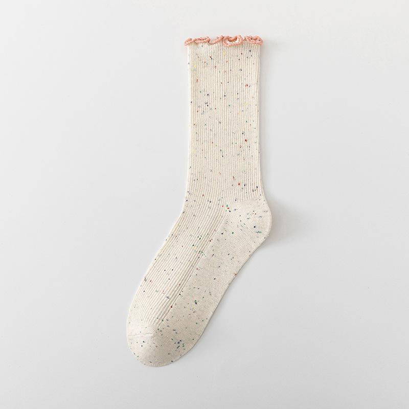 Women's Autumn New Line of Light Yarn Wood Ear Lace Everything In The Tube Pile Socks