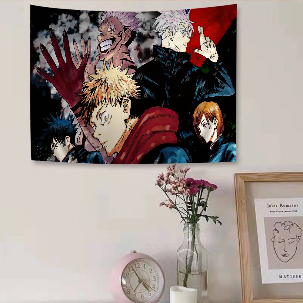Jujutsu Kaisen Cartoon DIY Wall Tapestry Hanging Tarot Hippie Wall Rugs Dorm INS Home Decor