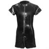 Mens Rompers T-shirt Shorts 1pc Black Patent Leather Sexy
