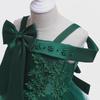 Beaded One-Shoulder Satin Mesh Flower Girl Dress