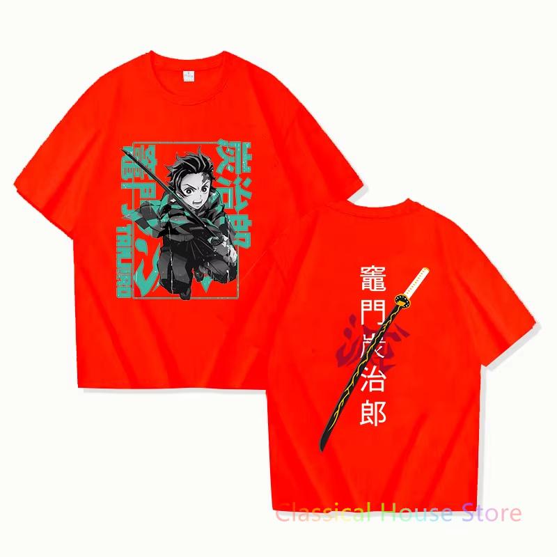 Gorąca Moda Kamado Tanjirou Nadrukowane T-shirty Anime Graficzny T-shirt Kobiety Mężczyźni Casualowy Cool Letni Krótki Rękaw Oversize Top