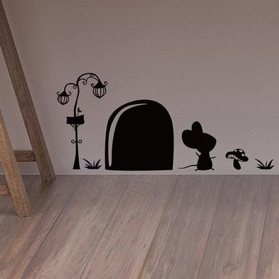 Self Adhesive PVC Creative Black Mouse Hole Wall Stickers Baby Room Living Room Vinyl Mural Art Mirror Wall Stickers Home Decor