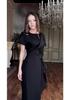 European & American 2025 Spring Elegant Luxurious Short Sleeve Waist-cinching Long Dress