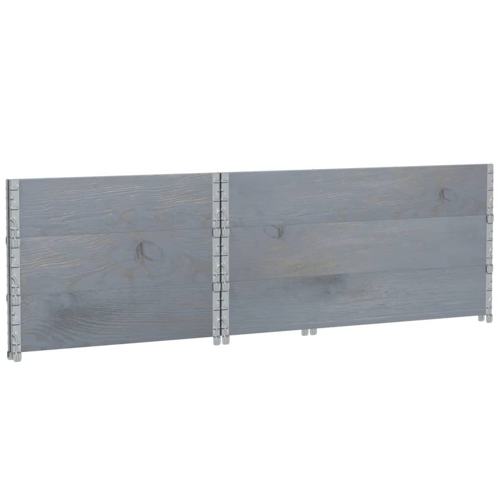 Pallet Top Frame Set 3 Pcs Grey 120x80 Cm Solid Pine Wood