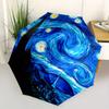 Starry Night Van Gogh-Inspired Automatic Folding Umbrella - Windproof & -Protective, 8-Rib Design, Portable for Commuting & Ou