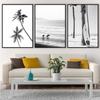 VLOLIFE Black and White Coastal Surfing Landscape Posters and Prints Sea Wave Surfboard Photography Pictures Canvas Painting Home Decor Unframed