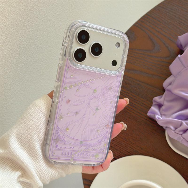 Lavender Gilded Goddess Tears Chain Case for iPhone 17, 16 Pro Max, 15, 14 iPhone 17