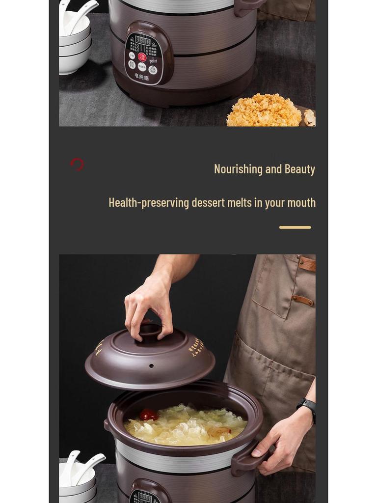 Automatic Purple Clay Slow Cooker: Multi-Function Soup, Porridge & Baby Food Pot