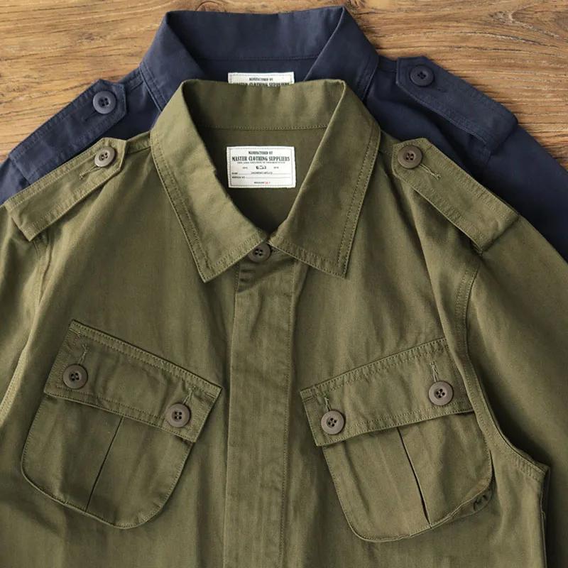 Multi Pocket Cargo Jacke Herren Frühling Herbst Mäntel Revers Kragen Casual Fashion Outwear Grün