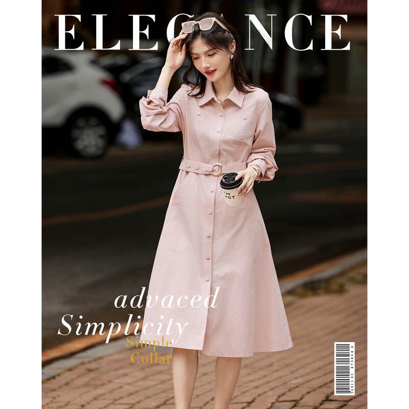 Elegant French Style A-Line Shirt Dress L