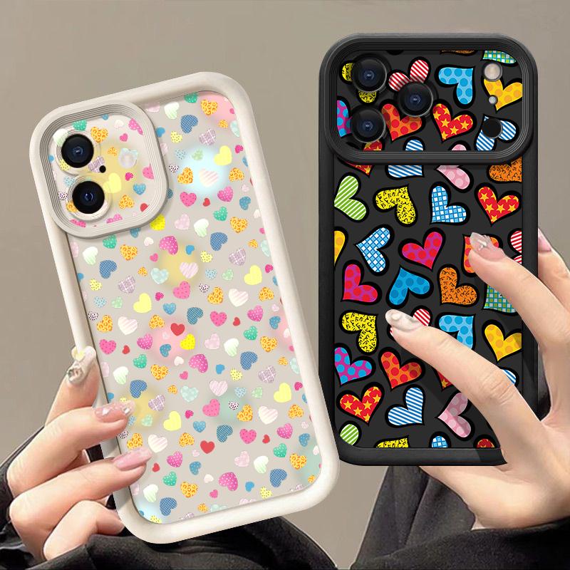 Cute Sticker Love Heart Case For iPhone 18 Pro Max Shockproof Bumper Soft Silicone Cover For iPhone 17 16 15 14 13 Pro Max 17E
