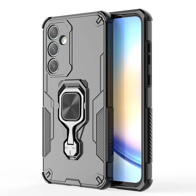 Armor Metal Ring Stand Back Cover For Samsung Galaxy A06 A16 A26 A36 A56 F06 F16 M16 A25 A35 A55 5G Case Shockproo Rugged Coque