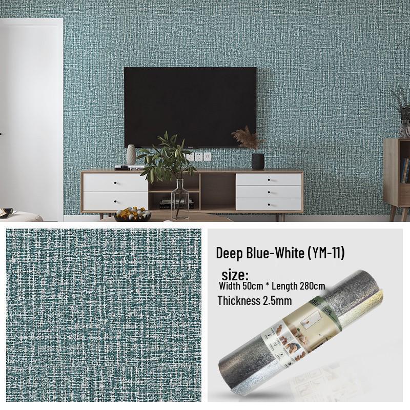3D Self-Adhesive Linen Wallpaper: Thickened, Moisture-Proof, Light-Blocking, Thermal Insulation, Fire Retardant Aluminum Foil.