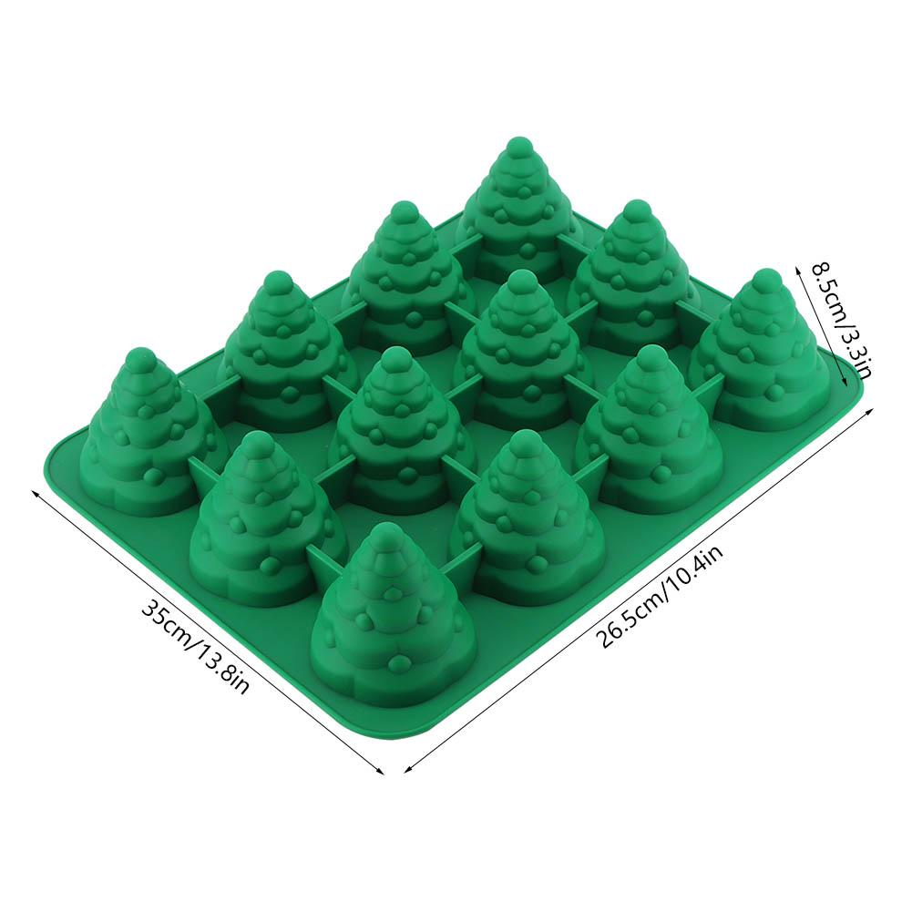 12 Hole   Christmas Tree Silicone Mold Cake Mould for Mousse Chocolate Muffin Baking Tool