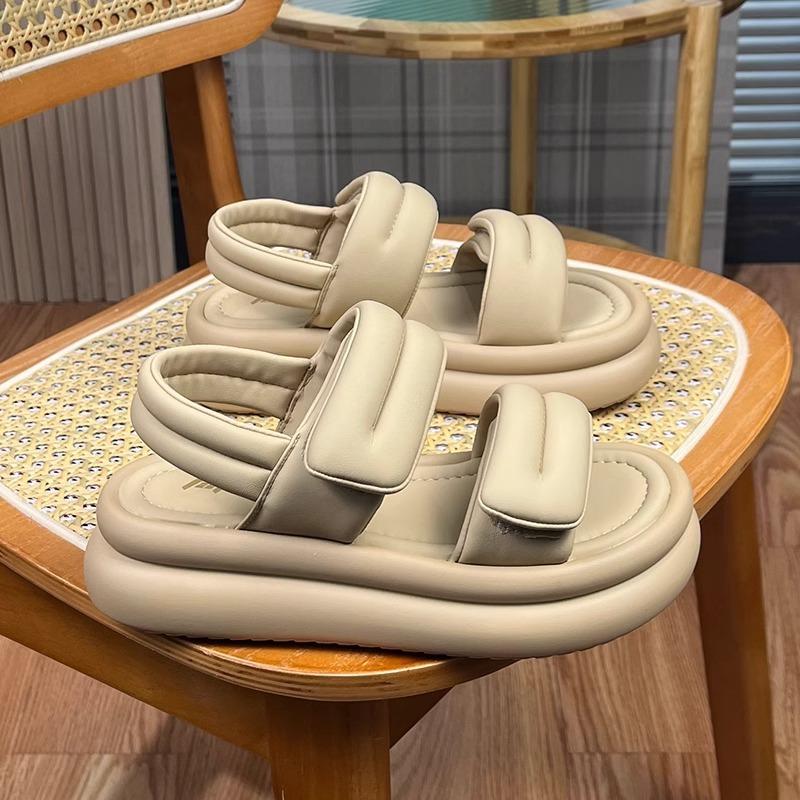 Stepping on shit sandals women's summer wear 2025 new Velcro Roman shoes thick sole heightening outer wear beach sandals