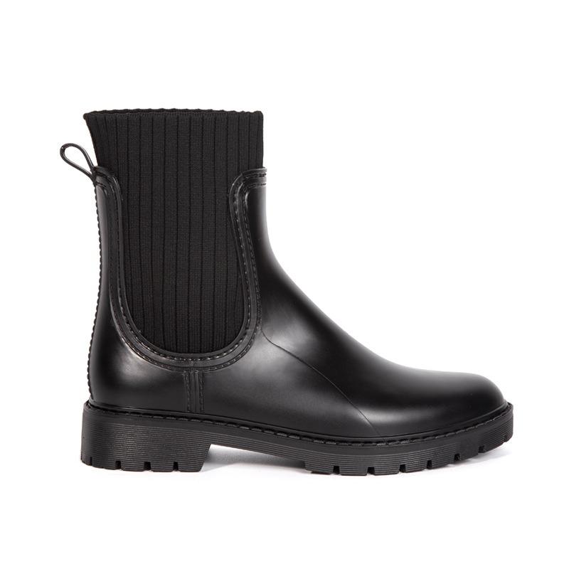 

New fashion fly-woven rain shoes women s waterproof boots water shoes classic Chelsea women s shoes 41 чёрный