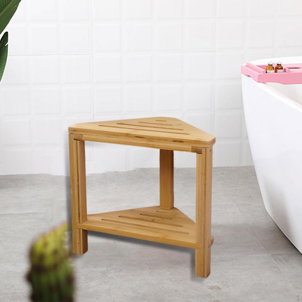 Corner Shower Stool 2 Layer Storage Shelf Foot Rest Multifunction for Home Living Room