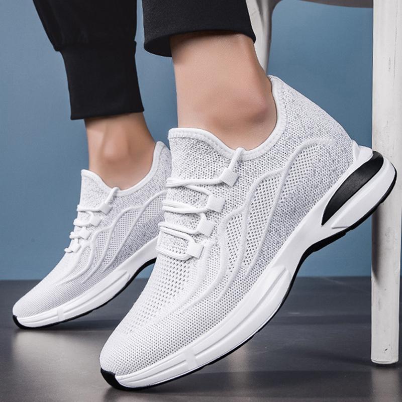 Summer Mesh Breathable Heightening Shoes Men Casual Sneakers Breathable Lace Up Sports Shoes 4/6/8CM Leisure Height Shoes 37-43