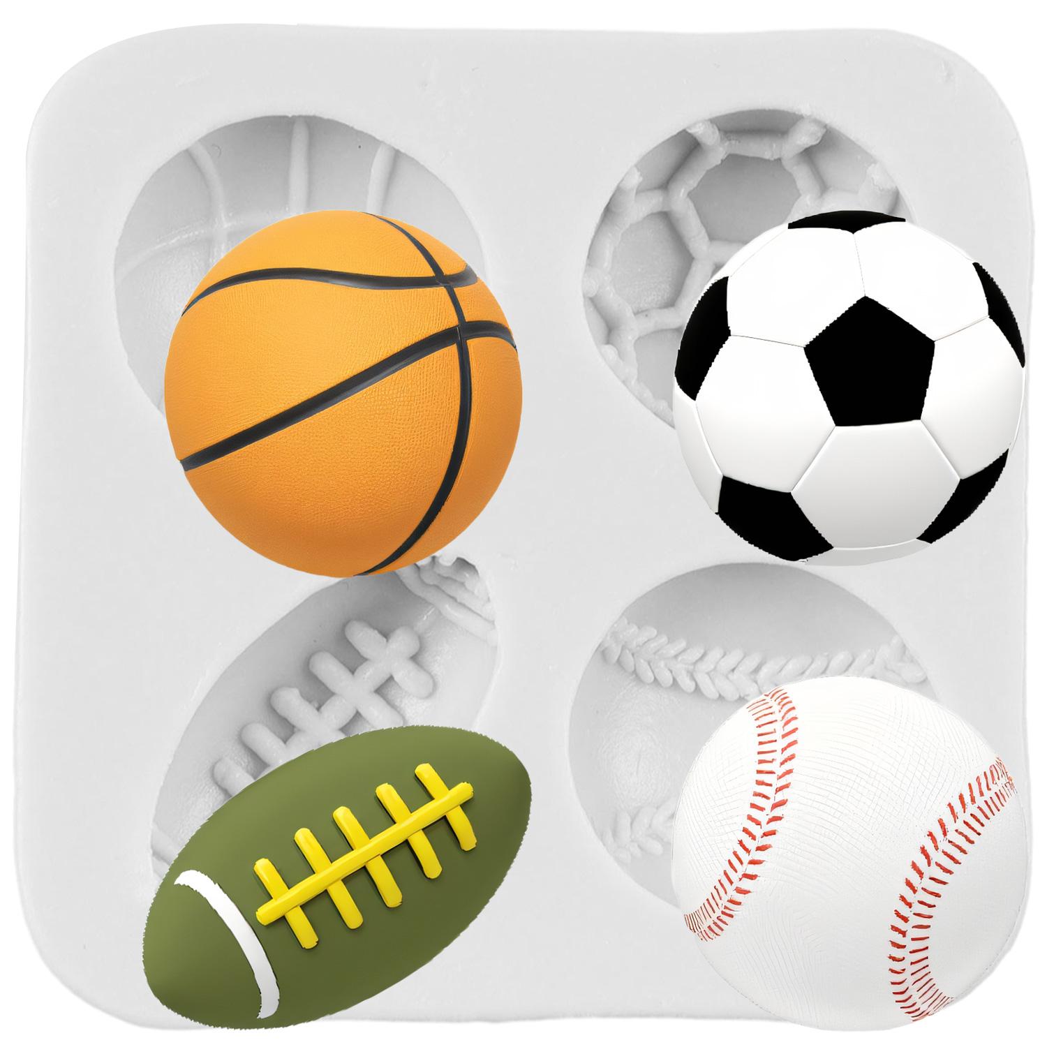 

Football Basketball Silicone Mold Baseball Rugby Volleyball Fondant Molds Cake Decorating Tools Cupcake Topper Candy Clay Chocolate Gumpaste Mold сірий колір