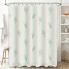 Modern Bathroom Decor Shower Curtain with Cute Leaf Design for Bathtub White Green Leaves Pattern Waterproof Washable Custom Siz