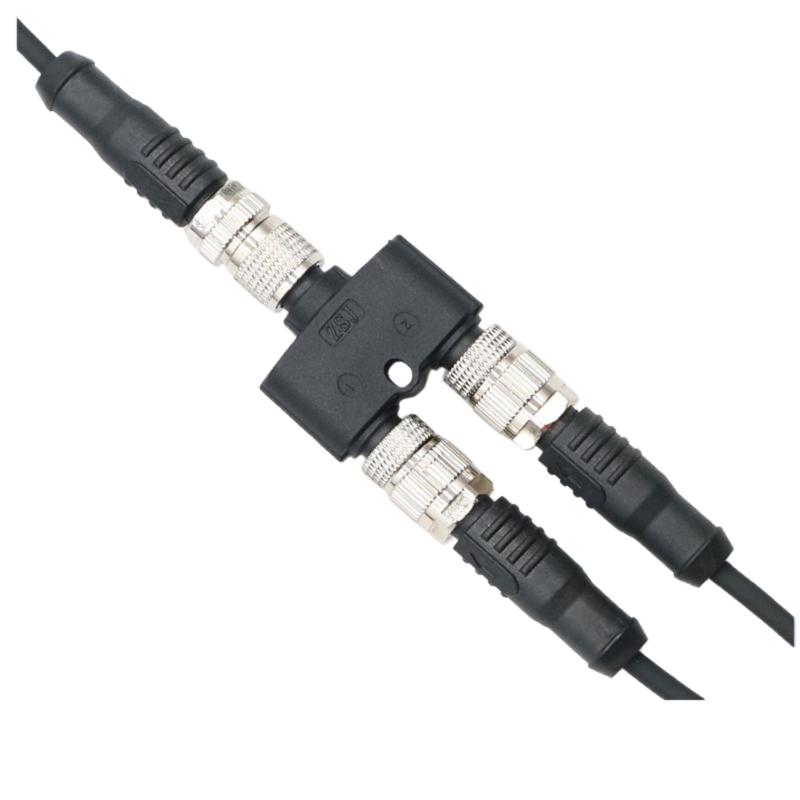 M12 to M12 Y Type Connector 3/4/5/8/12 Pin Hole Sensor Aviation Plug Three-Way One-To-Two Male-to-Female Adapter