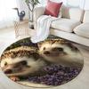 Two Hedgehogs Pattern Round rug,Carpet Rug for Living Room Bedroom Playroom ,Non-slip Floor Mat,Holiday Gifts and Birthday Gifts.