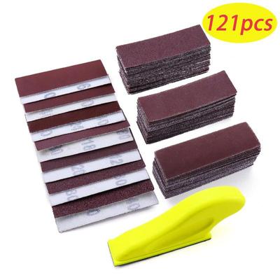 Mikro-Schleifwerkzeuge, 3,5 x 1 Zoll, Detailschleifer für kleine Projekte, Mini-Griffschleifer-Set + Schleifpapier, Körnung 40–600, für Handwerk, Holzveredelung, eng