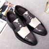 Men's Plus Size Color Block Leather Shoes: British Style, Low-Top, Casual and Formal for Spring and Autumn.