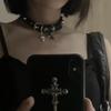 Dark Punk Y2K Subculture Babes Pentagram Skull Necklace Chocker Neck Collar Couple Halloween