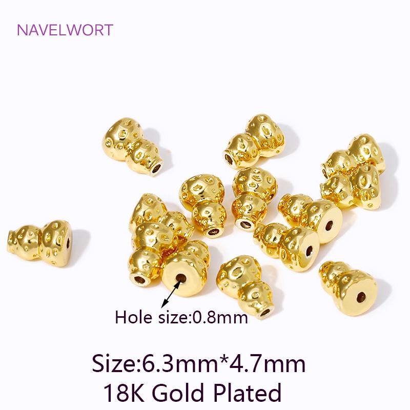 18K Gold Plated Brass Gourd Shape Spacer Beads Loose Beads,Separators For Beads,DIY Bracelet Jewellery Making Accessories 10 pieces