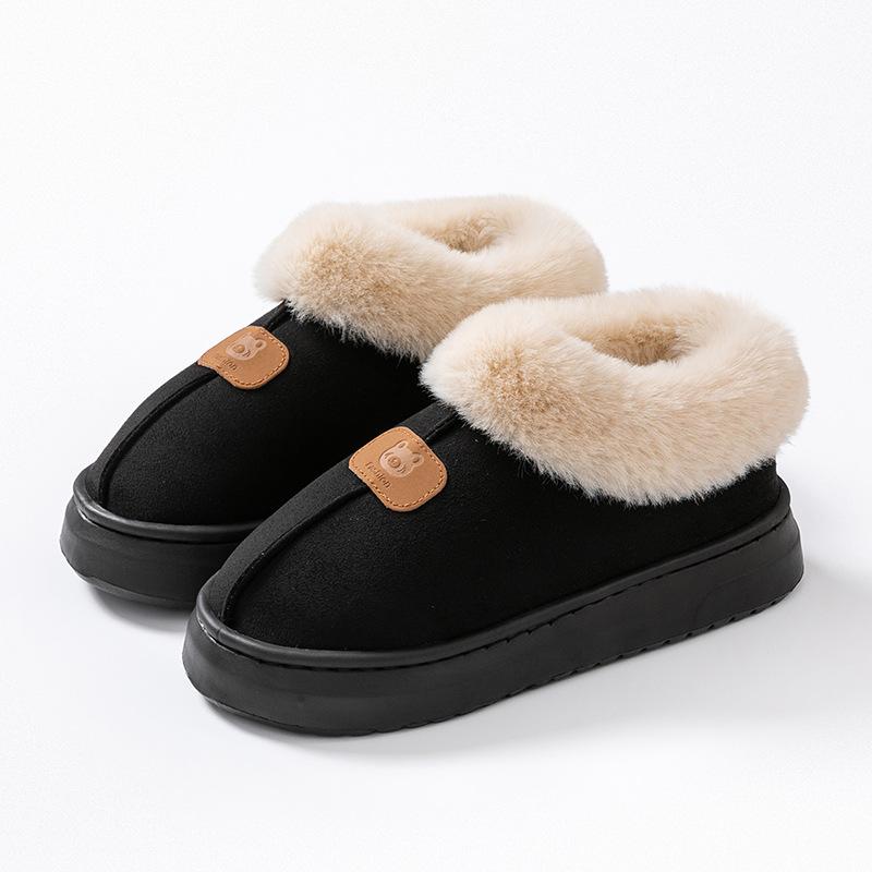 thick-soled bag and cotton slippers, plush cotton shoes for home use in autumn and winter, and couple warm snow boots when going out.