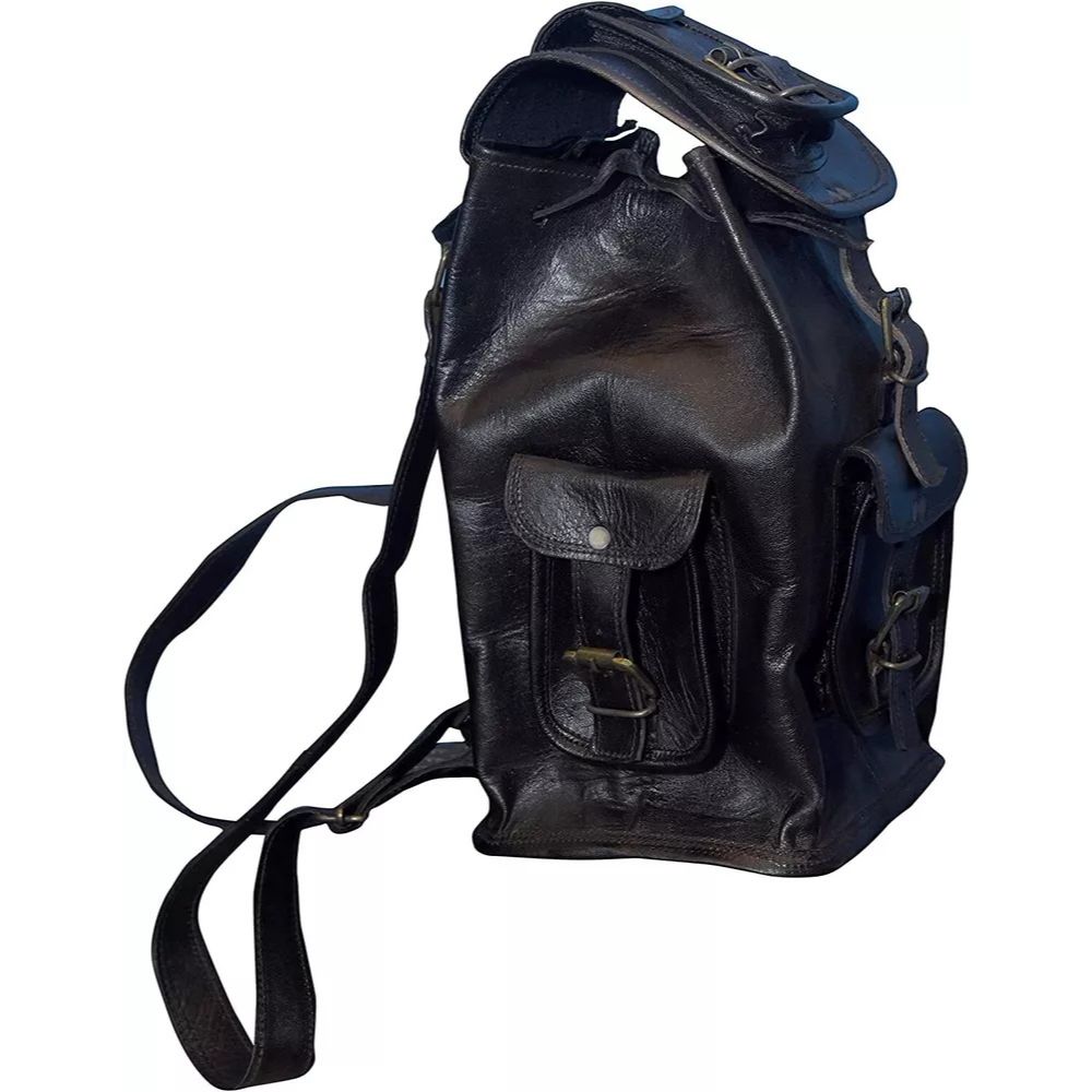 20X10X10 Inch Leather Men's Backpack Bag Laptop Satchel Briefcase Brown Vintage