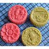 Chinese Traditional Mid-Autumn Mooncake Mold Set 4Pcs Different Round  Flower Patterns for Mooncake Biscuit Stamping