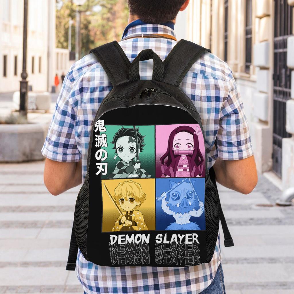 Demon Slayer Backpacks Kimetsu No Yaiba Pop Art Chibi Daypack Mochila School Zipper Closure Rucksack