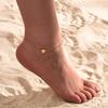 Fenny PVD Gold Plated  Waterproof Fashion Simple Flat Love Heart Pendant Beach Stainless Steel Anklet for Women