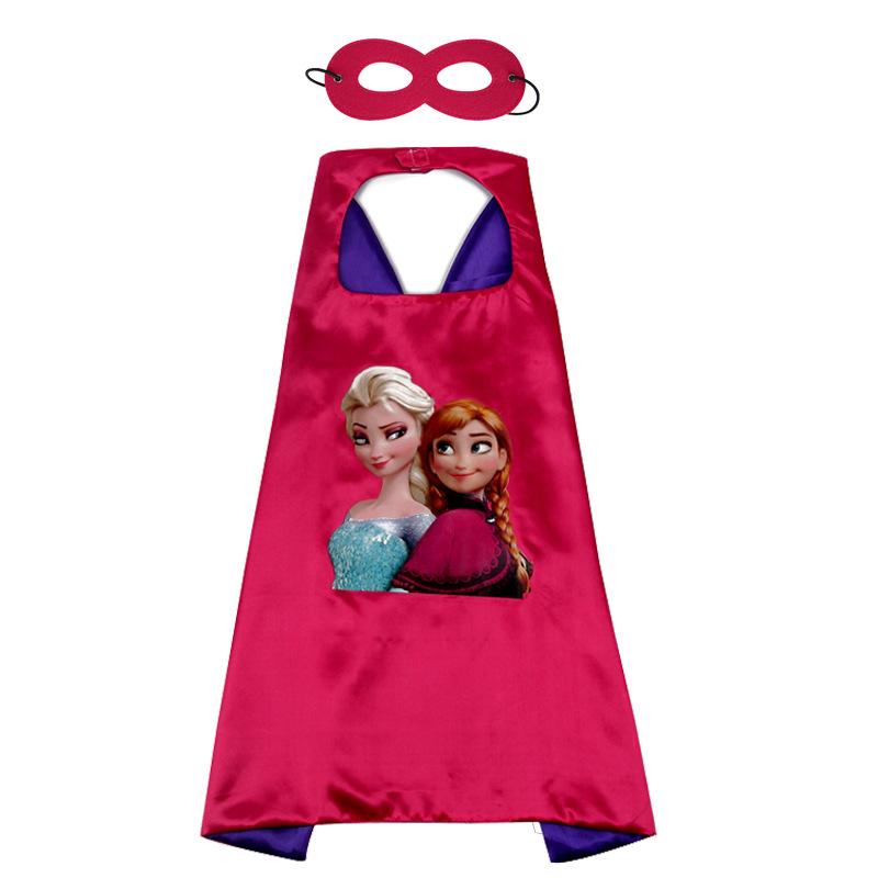 Children's Cartoon Frozen Series Double Layer Halloween Superman Cloak Cape + Mask