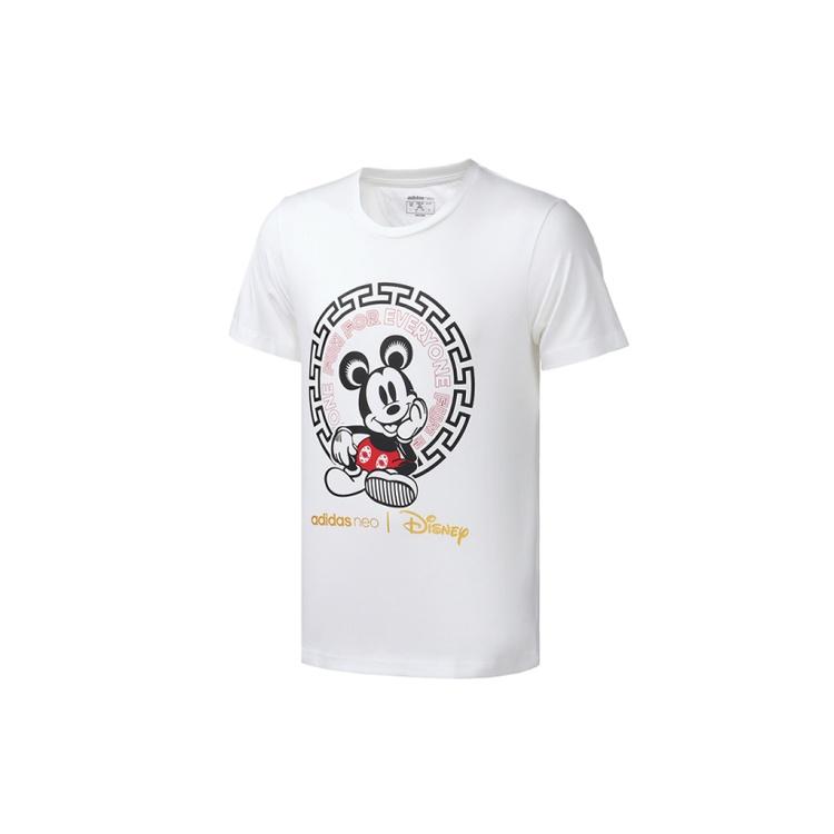 adidas neo x Disney Crossover Mickey Mouse Printing Sports Round Neck Short Sleeve White Men s GE7775 S