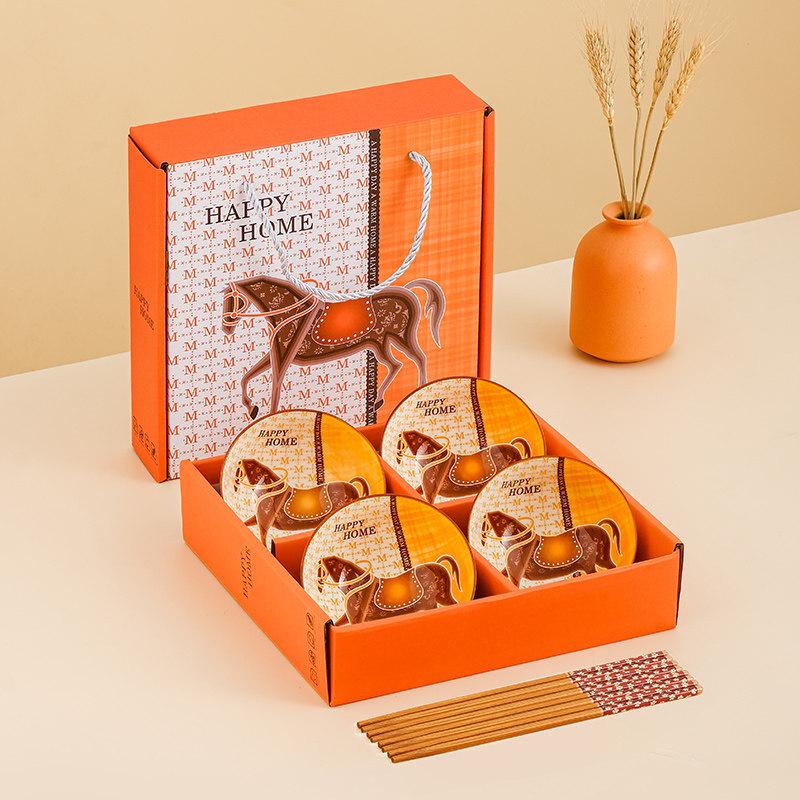 Elegant Bone China Bowl & Chopstick Gift Set