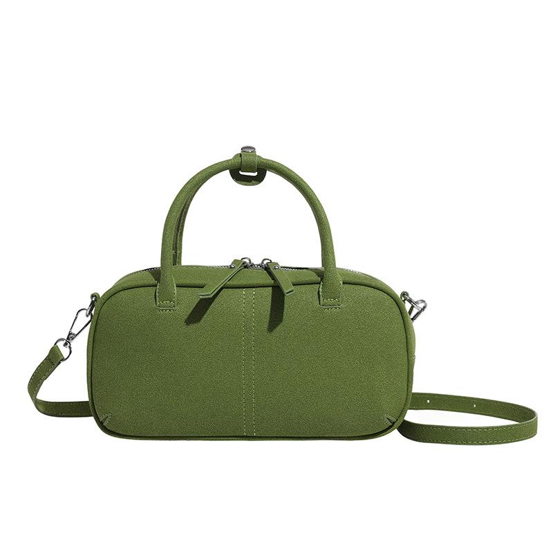 

2025 simple niche portable Boston bag women s retro high-end sense versatile commuter shoulder messenger bag зелений