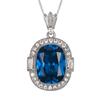 Blue Cushion Cut Zircon Jewelry Adjustable Ring Earrings Pendant Necklace Halo Engagement Wedding Jewelry for Women Party Gift