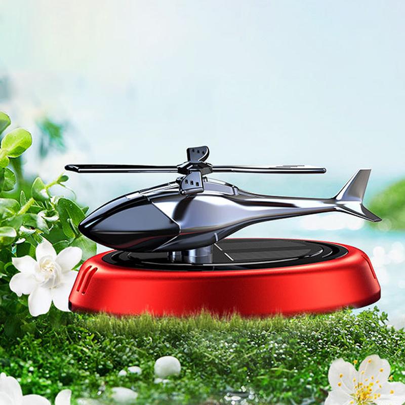 Car Air Freshener Helicopter Solar Rotating Aroma Diffuser Alloy Perfume Bottle Holder Ornament Auto Interior Decor Accessories