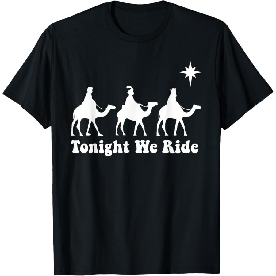 Heute Abend reiten wir – Weihnachts-T-Shirt mit Motiv: Kamelritt der Heiligen Drei Könige