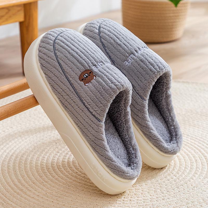 

«Теплые пушистые хлопковые тапочки»: Нескользящая, с толстой подошвой, для мужчин и женщин на осень/зиму. 40-41